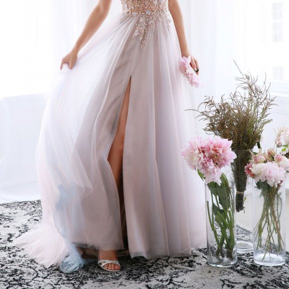 New Rosewood Prom Party Evening Deep V-Neck Leg Slit Evening Dress ALA0672 - Picture 9 of 11